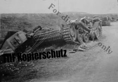 Thumbnail image: Column of wrecked Panzers at Hunt's Gap