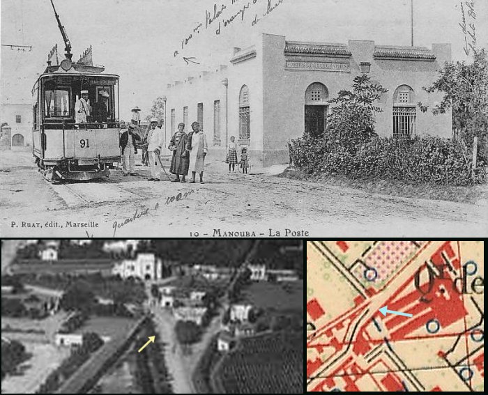 Il capolinea del tram per Manouba all'inizio del XX Secolo